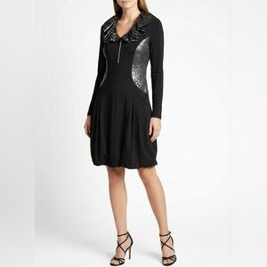 JOSEPH RIBKOFF Black Lightweight Bubble Hem Dress w/ Pockets & Side Zip US Sz 8